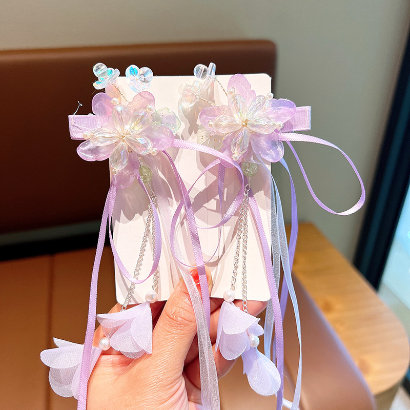 Children Antique Hairpin Girls Super Fairy Bow Hairpin Baby Han Chinese Clothing Tassel Hair Accessories Chinese Style Headdress