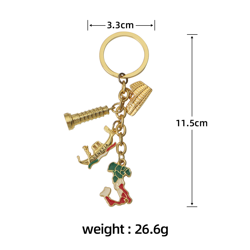 Italy Map Venice Key Chain Customization Creative Electroplating Epoxy Bag Key Chain Accessories DIY