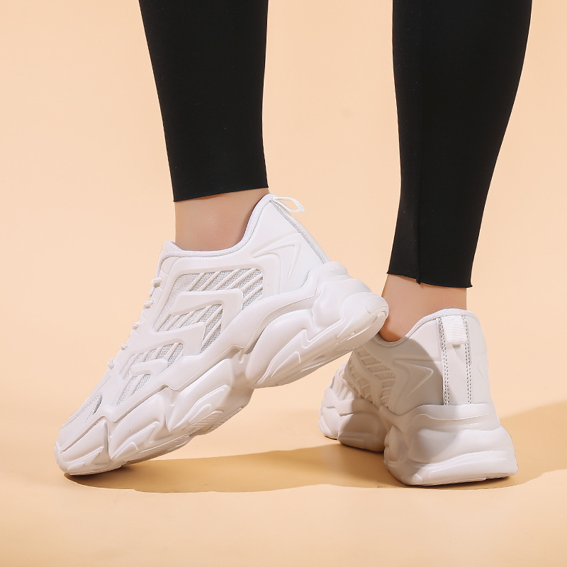 老爹鞋情侣休闲鞋秋季皮面小白鞋2021新款松糕厚底运动鞋子2022