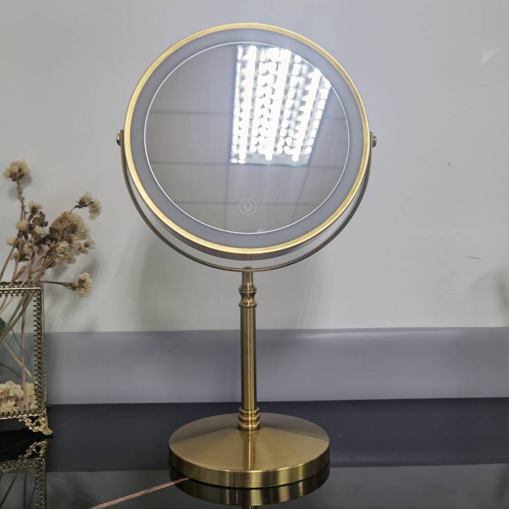 Amazon 8-Inch LED Make-up Mirror with Light Desktop Dressing Mirror Dormitory Internet Celebrity Dimming Beauty Mirror