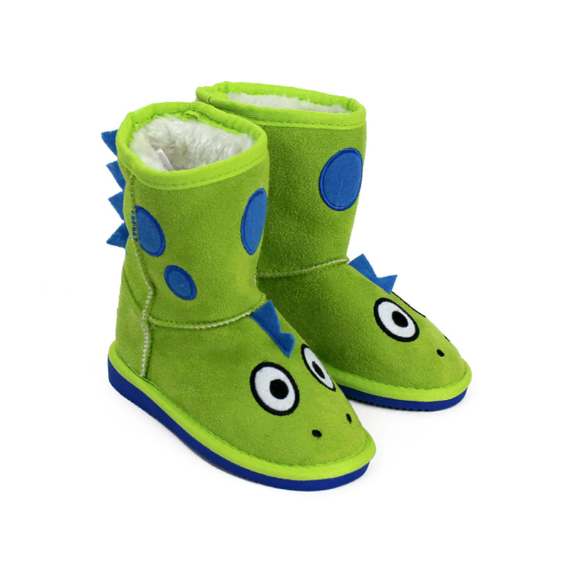 跨境新款kids toasty toez dinosaur slippers儿童恐龙毛绒雪地靴
