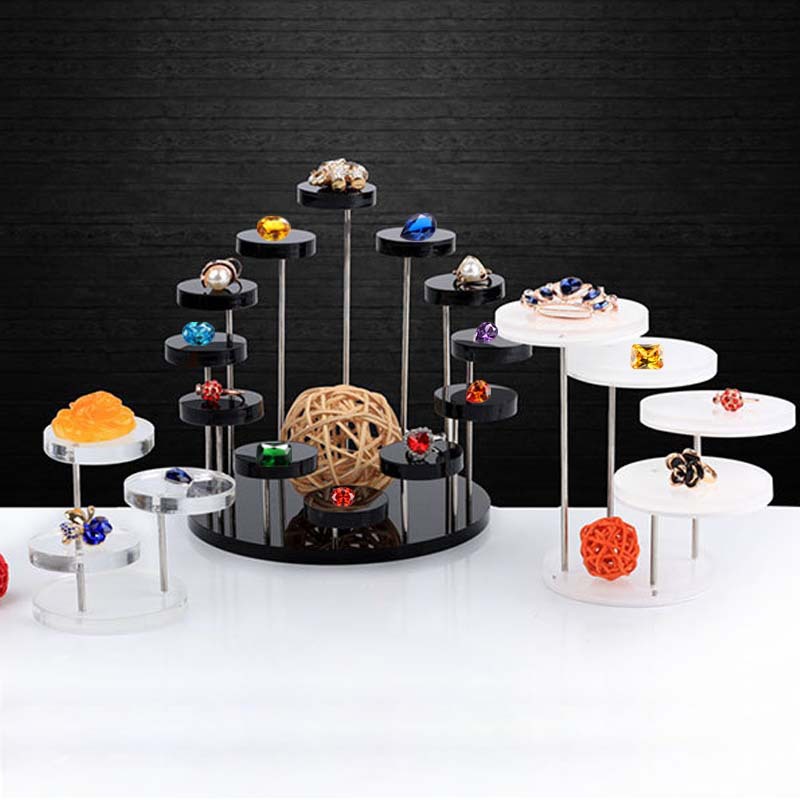 热销亚克力戒指饰品展示架 十二层圆形珠宝旋转戒指展示架 展示台