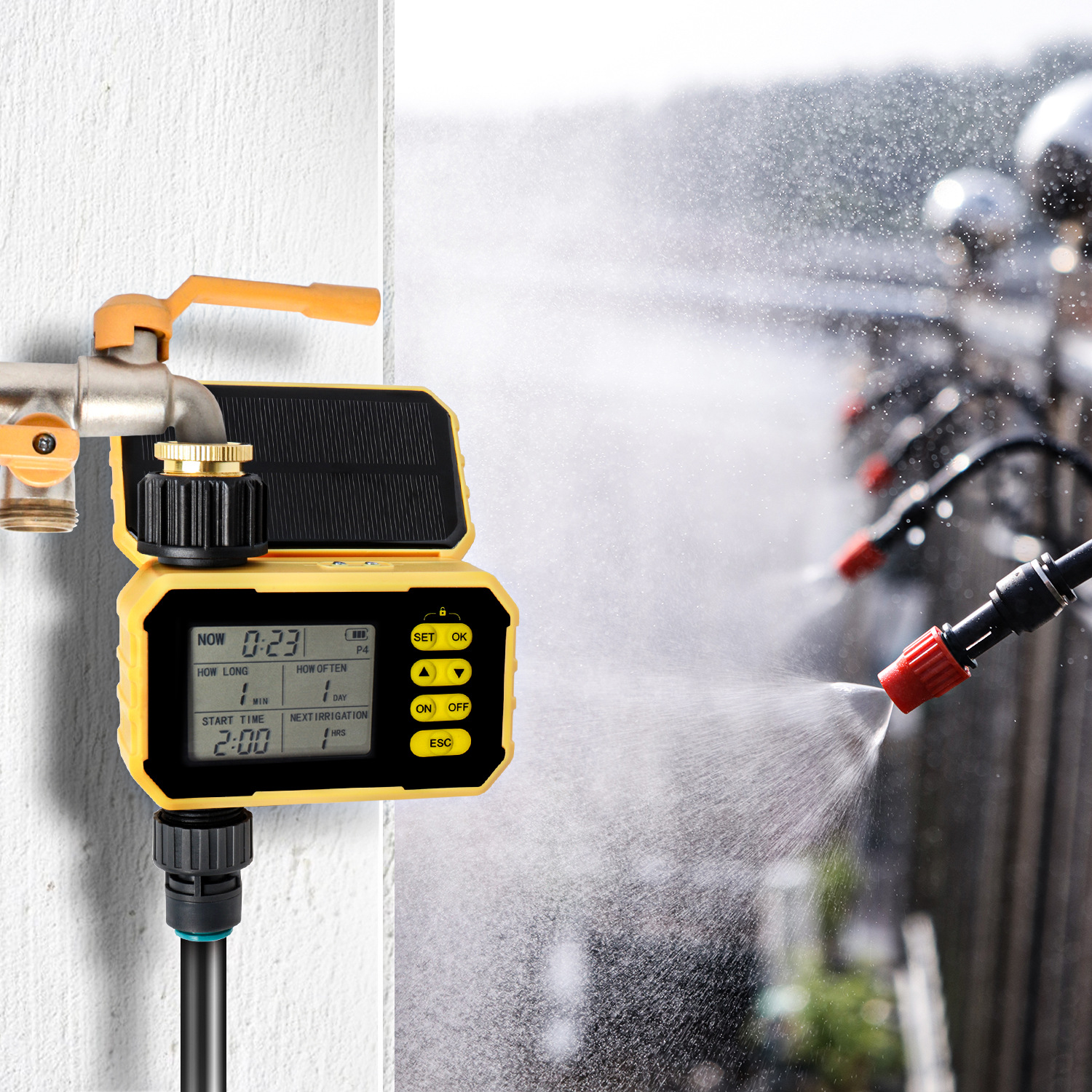 太阳能自动浇花器喷雾系统园艺定时灌溉喷雾万向喷淋头浇花神器