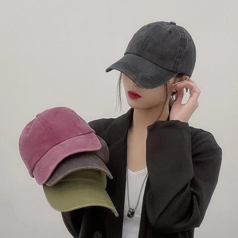Hat Men's Washed Light Board Baseball Cap Women's Casual All-Match Retro Peaked Cap Summer Sunshade Solid Color Peaked Cap