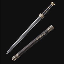 龙泉君魄刀剑传统宝剑如意汉剑八面花纹钢黑檀木冷兵器长剑未开刃