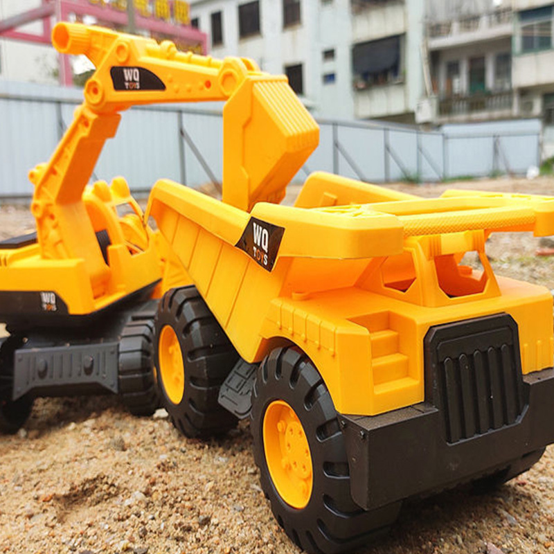 Cross-Border Large Engineering Vehicle Simulation Excavator Children‘s Toy Inertia Sliding Beach Toy Car Factory Wholesale