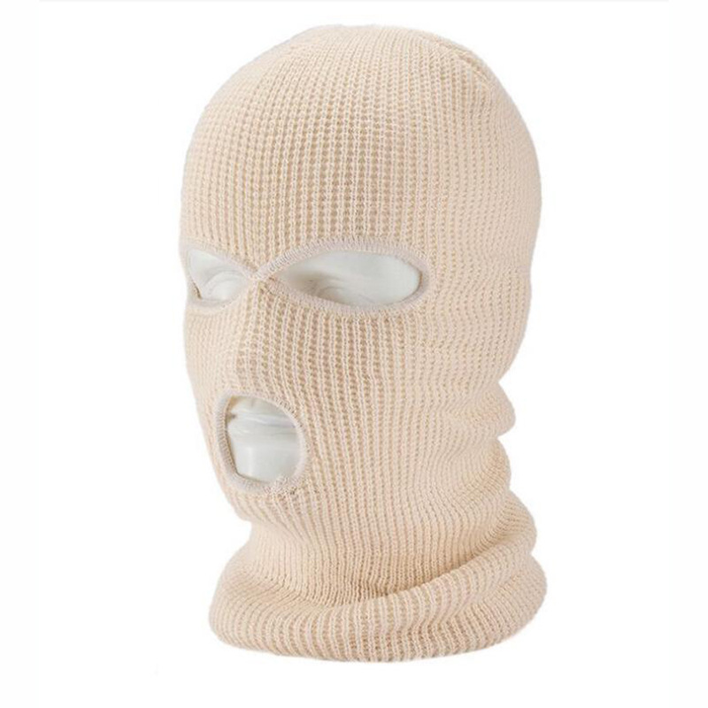 Foreign Trade Winter Thermal Headgear Mask Three-Hole Knitted Woolen Cap Men's and Women's Outdoor Riding Cold-Proof Mask Sleeve Cap