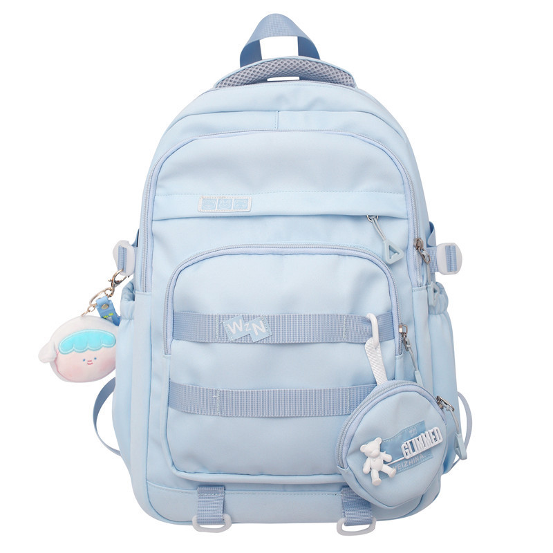 Partysu Backpack 2023 New Trend Leisure Middle School Student Schoolbag Mori Style University Style Solid Color Backpack Wholesale