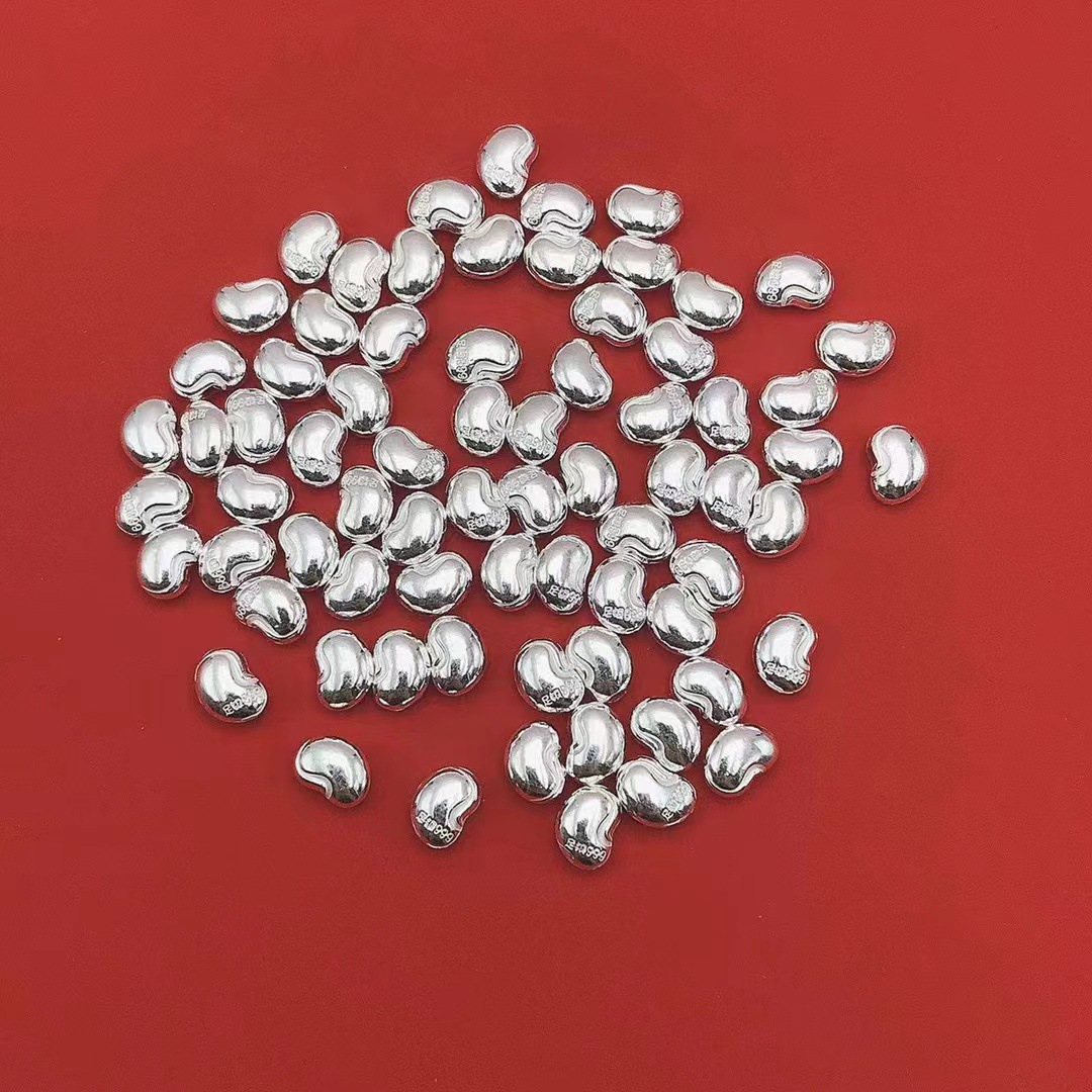 足银999银豆纯银欢乐豆银扁豆泡茶煮水银蚕豆收藏送礼实心银豆子