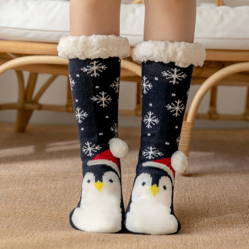 Christmas Stockings Room Socks Winter Snow Socks Months Children's Plush Coral Cashmere Socks Home Sleeping Socks Carpet Socks Leg Warmer