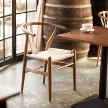 北欧简约实木Y椅 休闲家用榉木靠背椅商用办公椅餐厅靠背餐椅批发