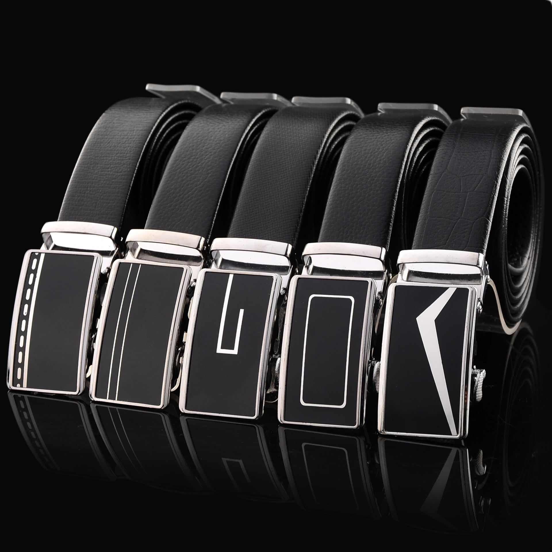 cross-border men‘s automatic buckle belt alloy buckle men‘s business casual imitation leather microfiber pants belt one piece dropshipping