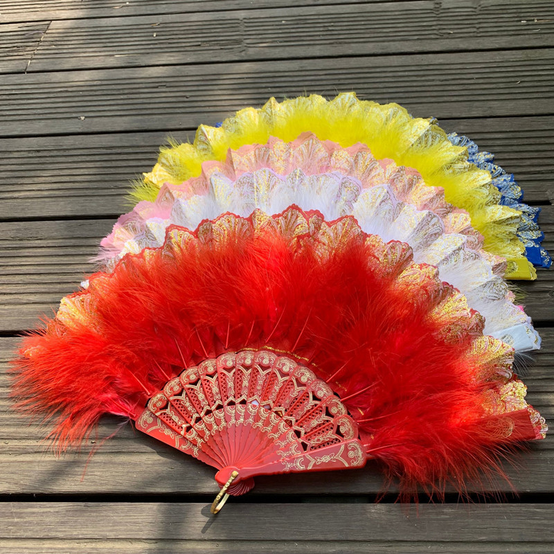 扇子古舞蹈扇咏春广场舞扇旗袍走秀扇羽毛扇网红羽毛一件代发