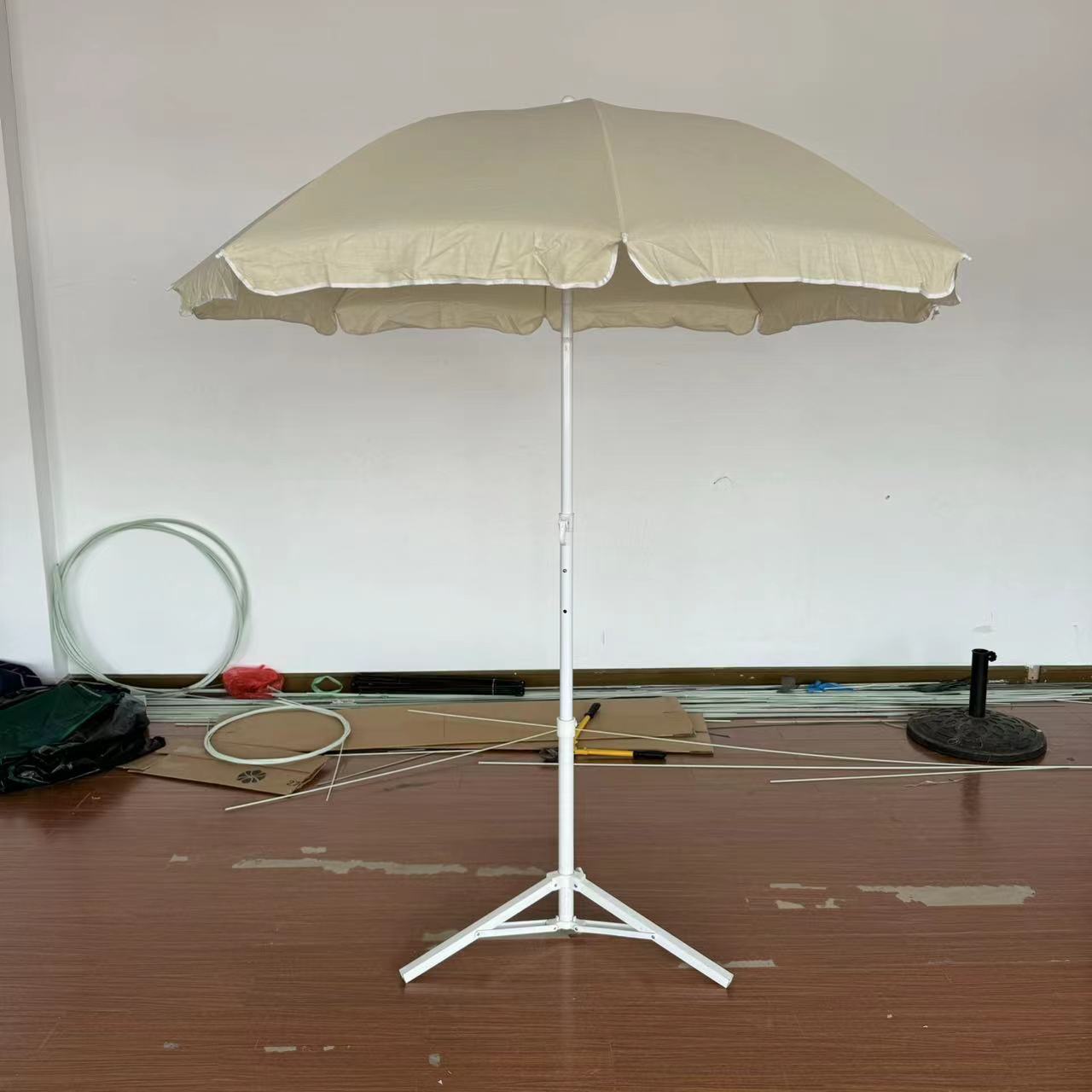 库存太阳伞户外2米沙滩伞加固广告伞棉纺布活动摆摊遮阳伞带转向