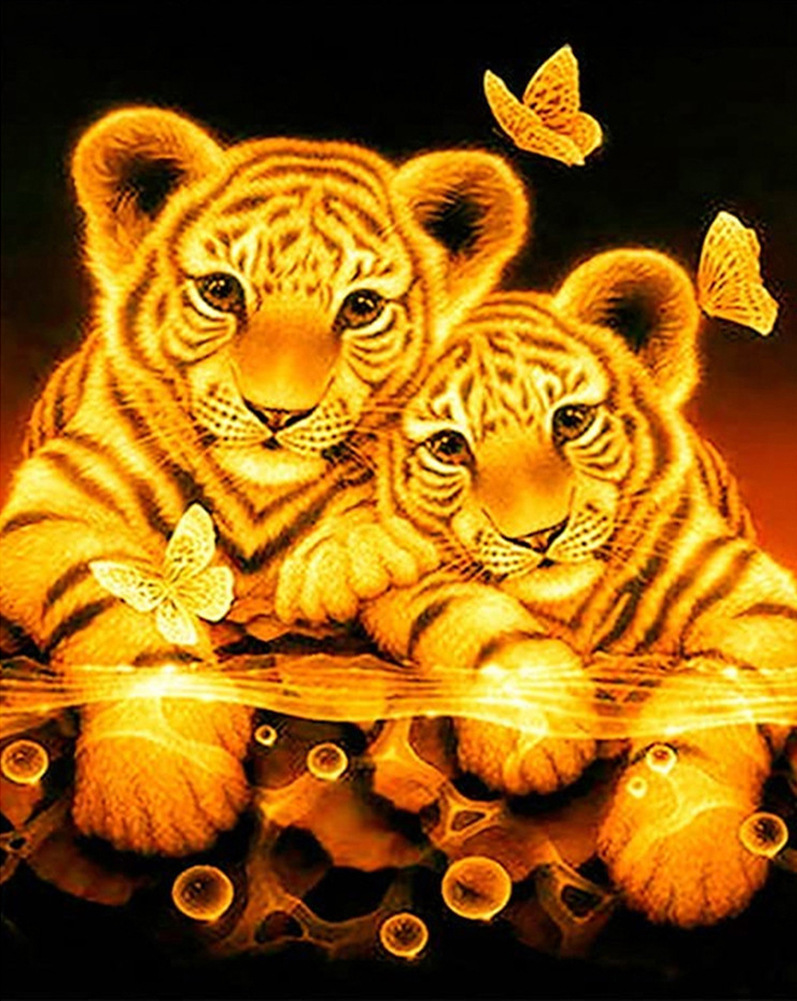 两只老虎背景图图片