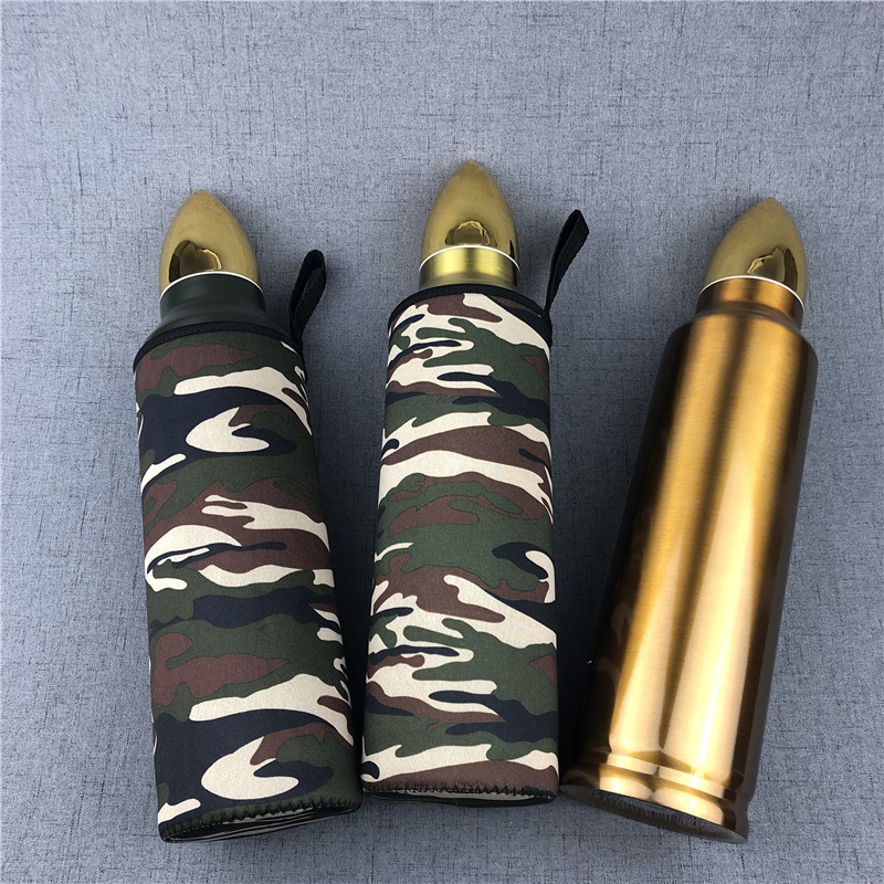 Customized Portable Bullet Thermos Mug 304 Stainless Steel Vacuum Camouflage Water Bottle Outdoor Sports Tumbler