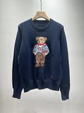 R158款小熊钩花女装圆领纯色棉熊针织毛衣