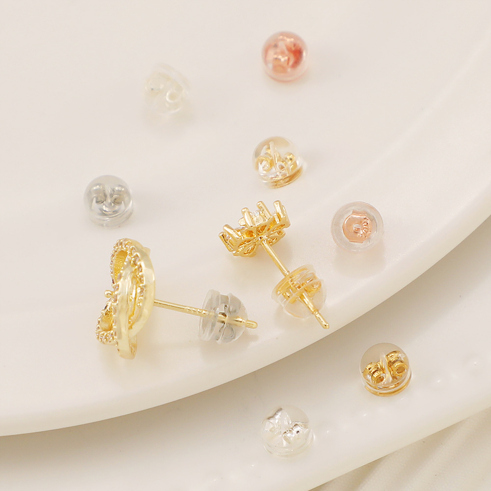 18k包金保色弹性透明硅胶耳堵 耳钉针防掉滑硅胶柔软环保汉堡耳塞