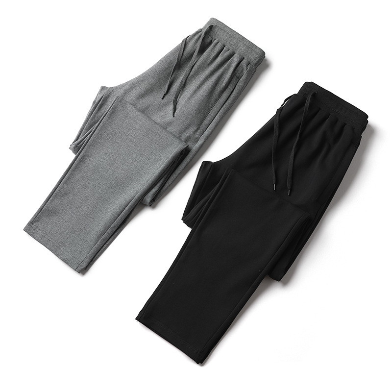 95棉5氨纶休闲长裤直筒运动裤男春秋宽松薄款加肥大码男士裤子潮