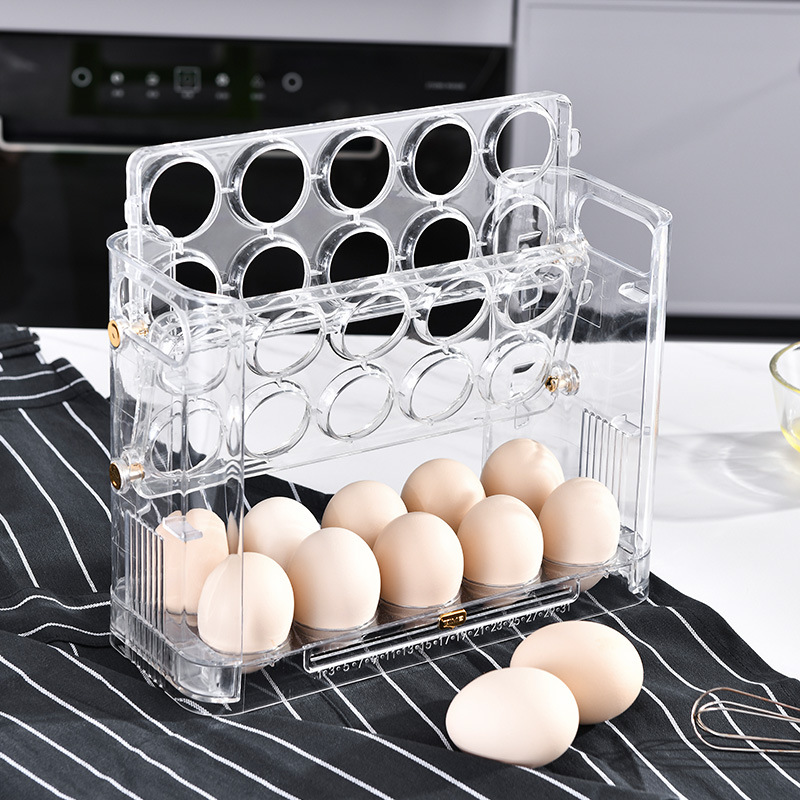 Transparent Egg Holder Kitchen Shelf Refrigerator Side Door Shelf Refrigerator Storage Box Egg Organizing Rack