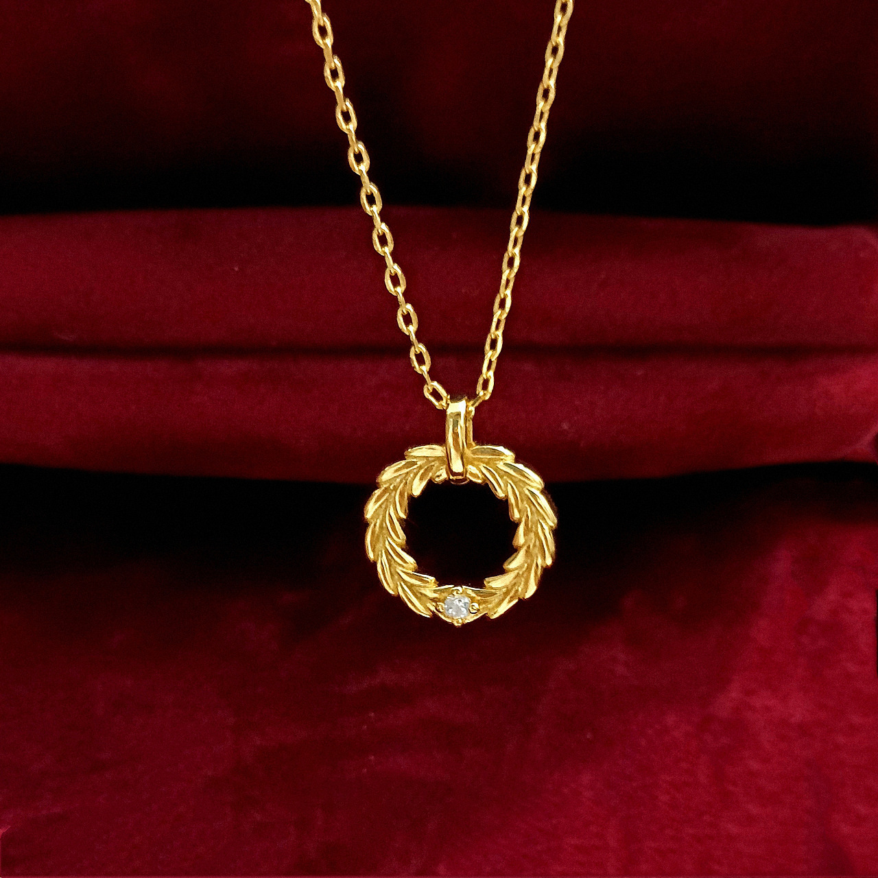 s925 纯银镀金麦穗圆环徽章吊坠锁骨链女设计感项链配饰