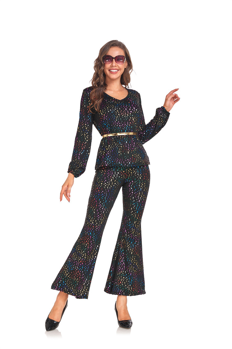 万圣节服装女士 复古60 70年代迪斯科嬉皮士演出服歌手舞台表演服