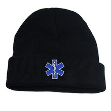 亚马逊热销EMT生命之星刺绣针织毛线帽男女秋冬季保暖套头帽冷帽