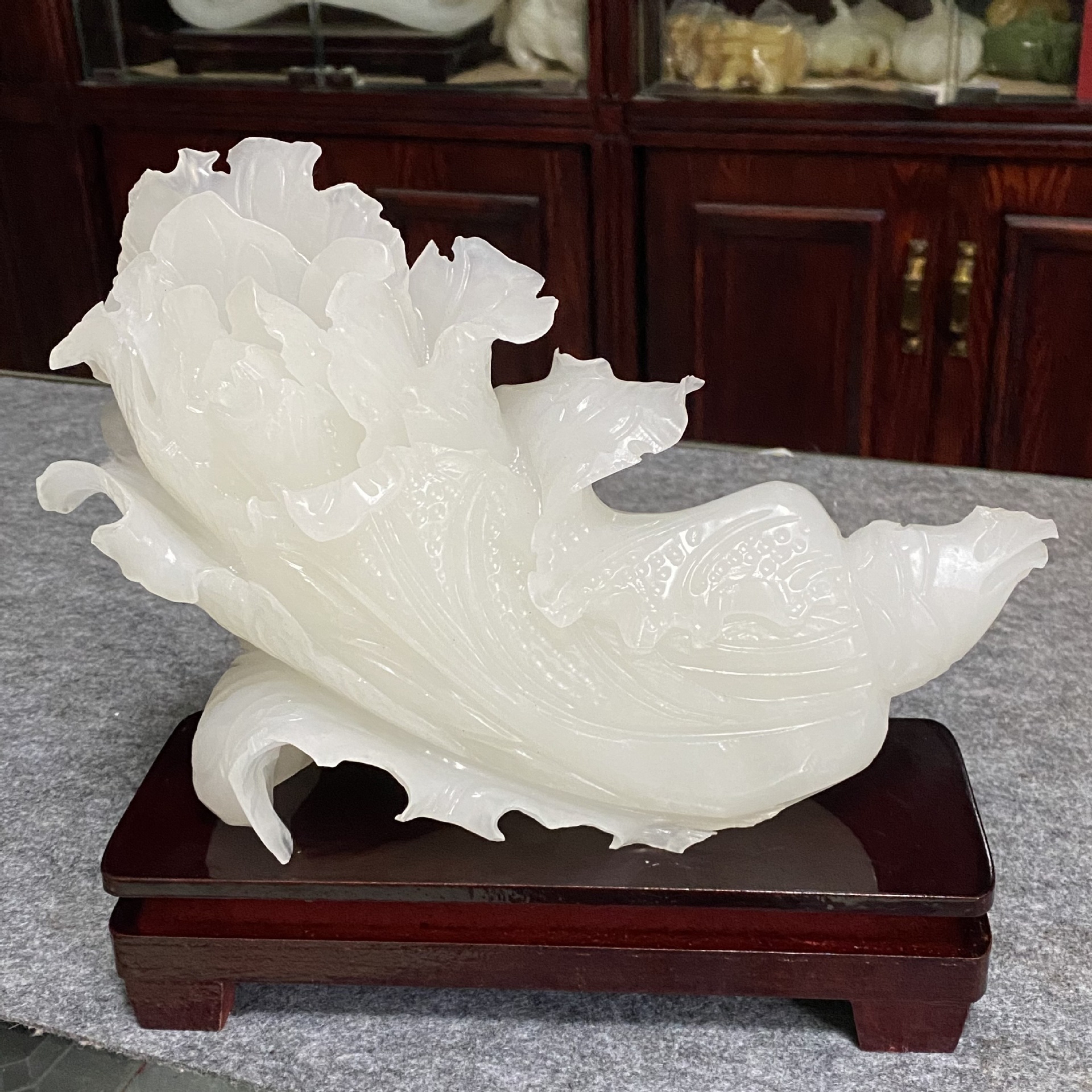 玉白菜摆件 阿富汗白玉羊脂玉白菜植物花卉家居开业客厅商务礼品