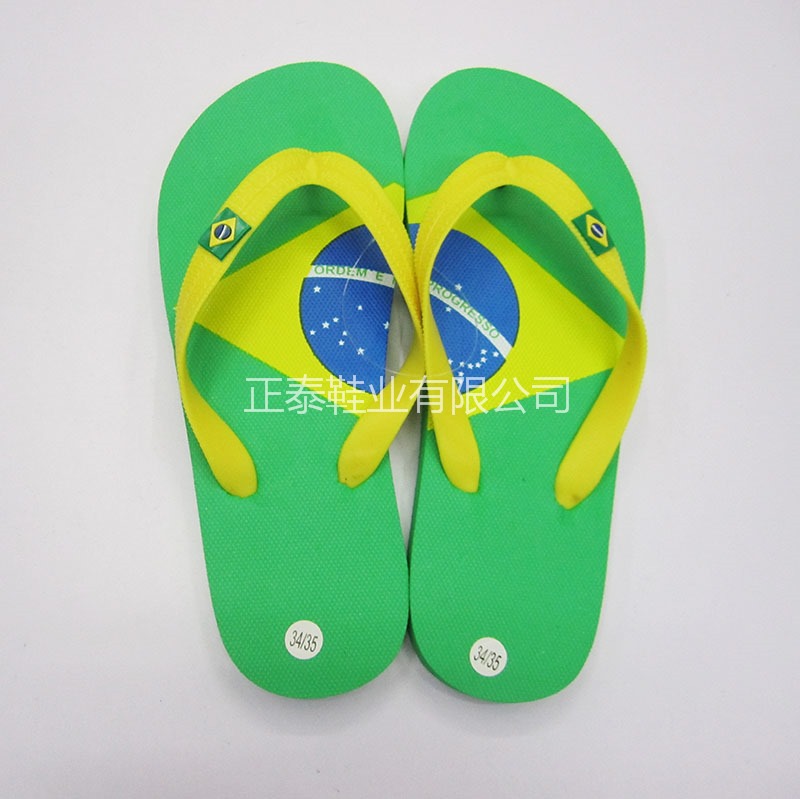 factory production brazil flag pattern children eva beach flip-flops printable pattern logo children slippers