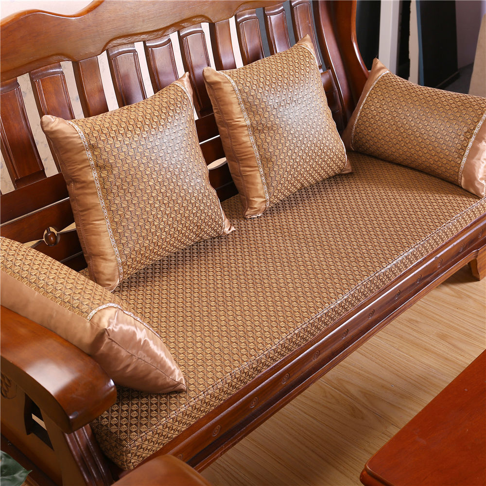 夏季冰丝实木沙发垫冰藤草凉席红木头沙发坐垫夏天加厚海绵凉垫子