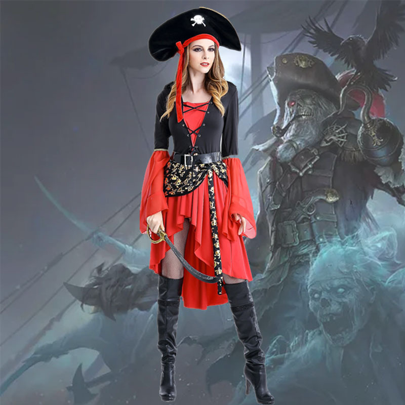 万圣节服装女海盗服装外贸出口游戏制服诱惑cosplay大码欧美代发