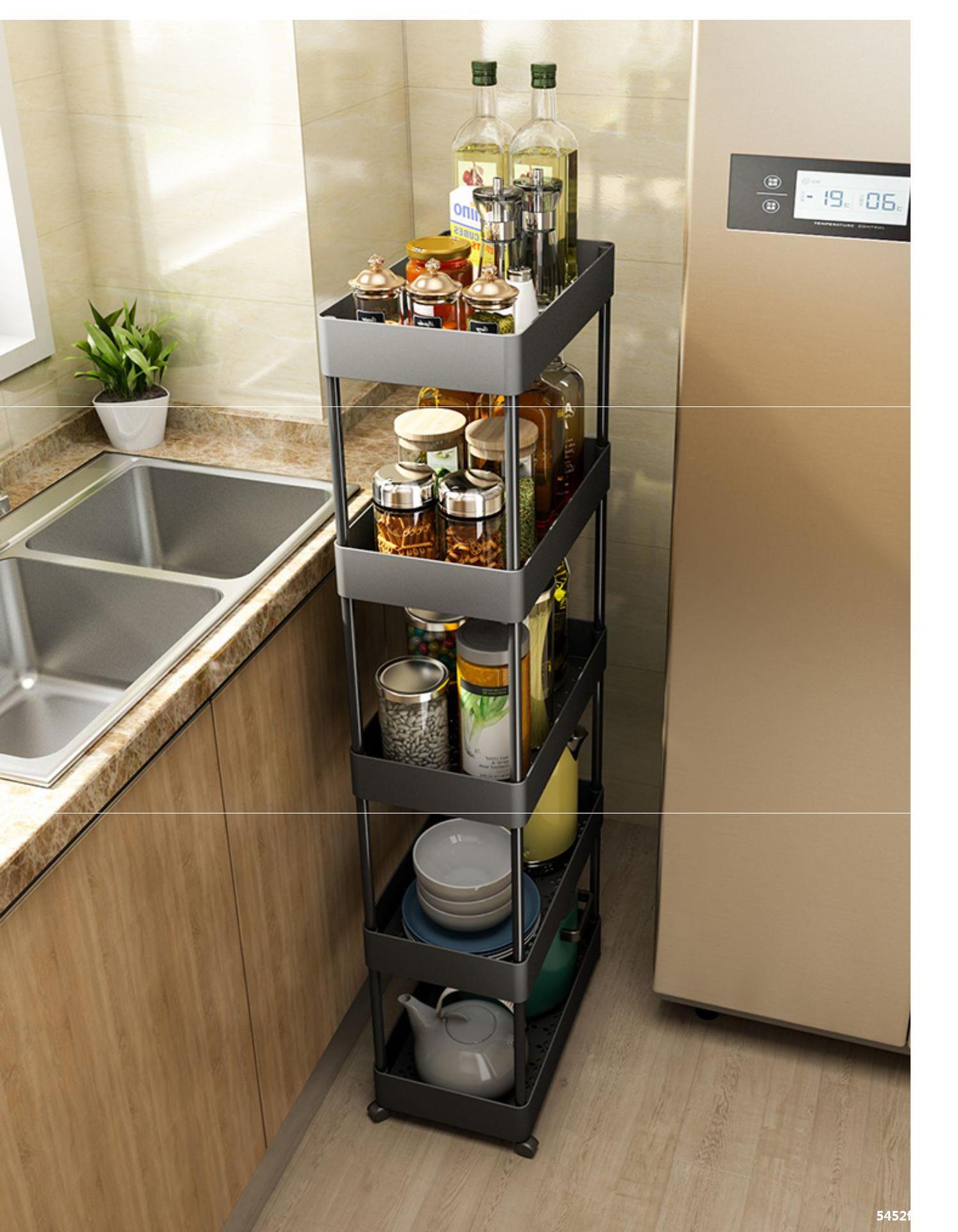 厨房置物架带轮可移动冰箱侧夹缝收纳架子落地多层边角缝隙20cm窄