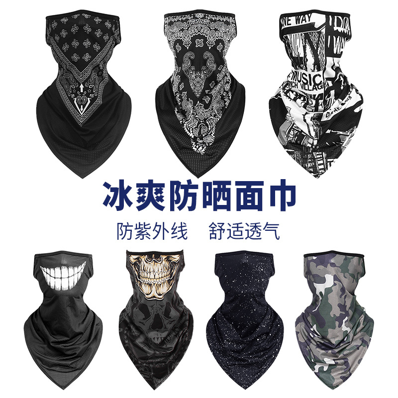2024 Sun Mask Summer Sports Outdoor Mask Motorcycle Cycling Headscarf Hip Hop Half Face Towel Ear Hanging