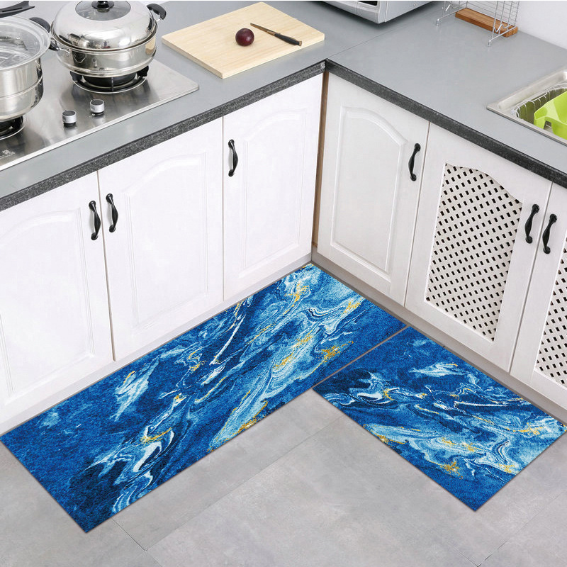 Cross-Border Hot Selling Marble Texture Flannel Floor Mat Living Room and Bathroom Non-Slip Foot Mat Carpet Household Mat