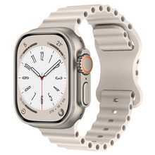 适用iwatch1-8Ultra手表苹果海洋表带不侵权蝴蝶扣8字扣防水表带