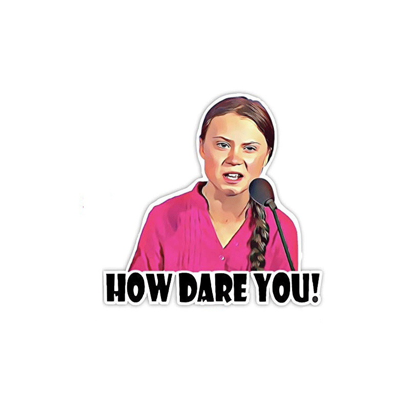 跨境反光汽车贴纸瑞典环保少女 how dare you greta thunberg演讲