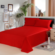 红床单结婚单件出嫁床罩女方喜庆纯棉全棉1.5m1.8m2m床大红纯色