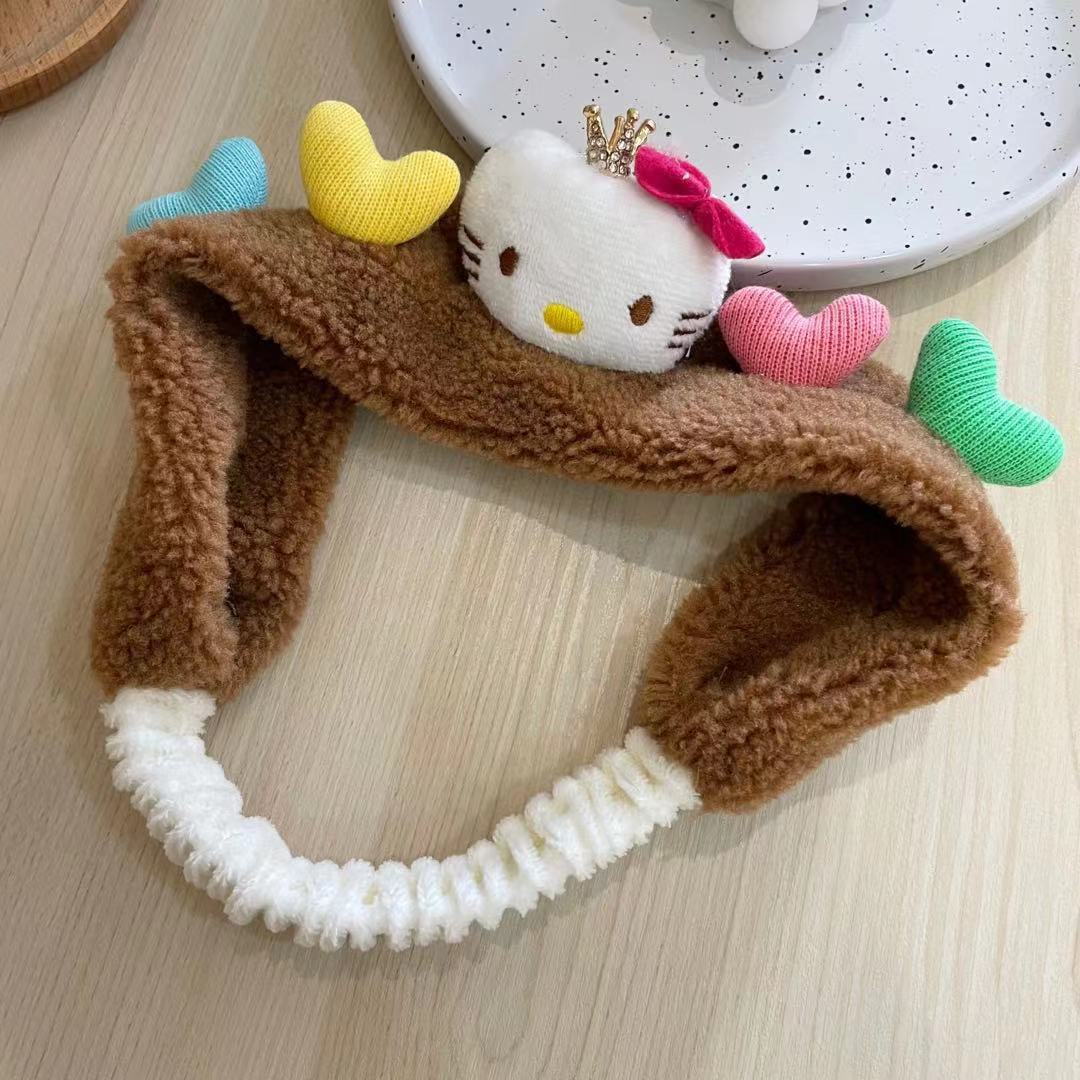 可爱小熊爱心毛绒发带女洗脸宽边松紧弹力头带发饰网红头饰日韩新