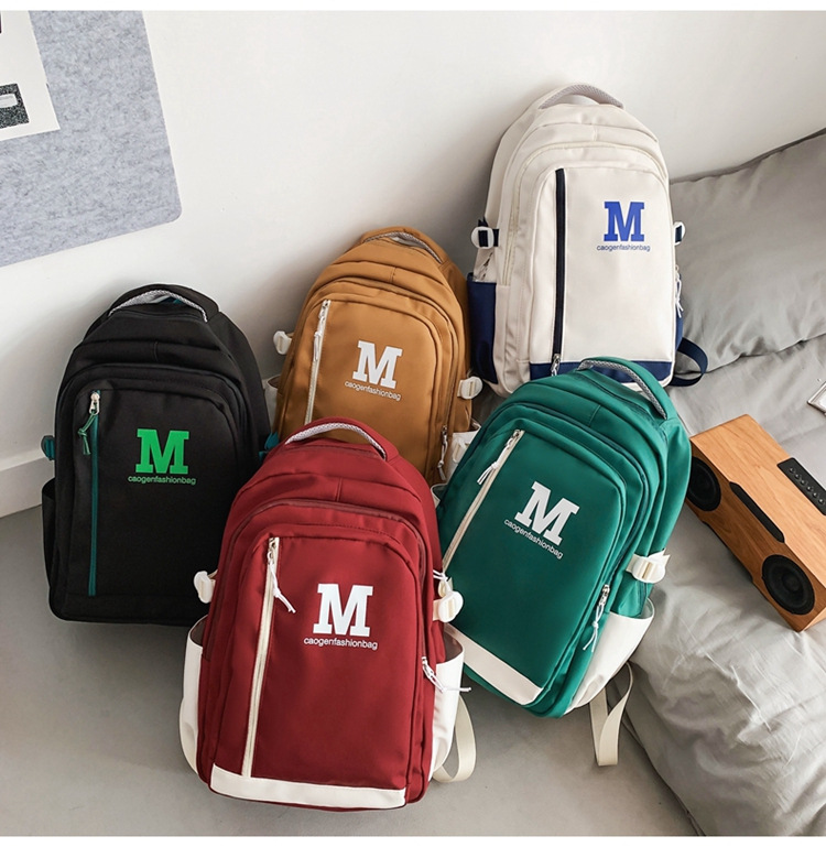 letter backpack female ins large capacity backpack student schoolbag male and female couple backpack