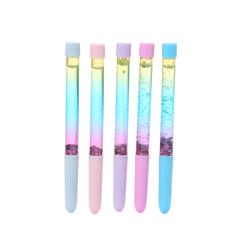 INS Girl Heart Oil Quicksand Gel Pen Cute Stationery Student Fairy Pen Good-looking Office Ball Pen Wholesale