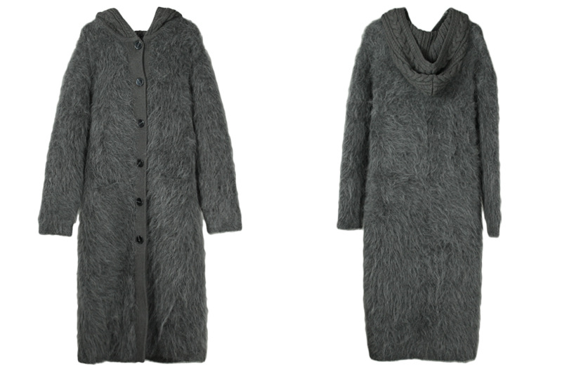 冬季长毛苏力羊驼毛衣大长款高比例羊驼毛保暖连帽针织双层加厚