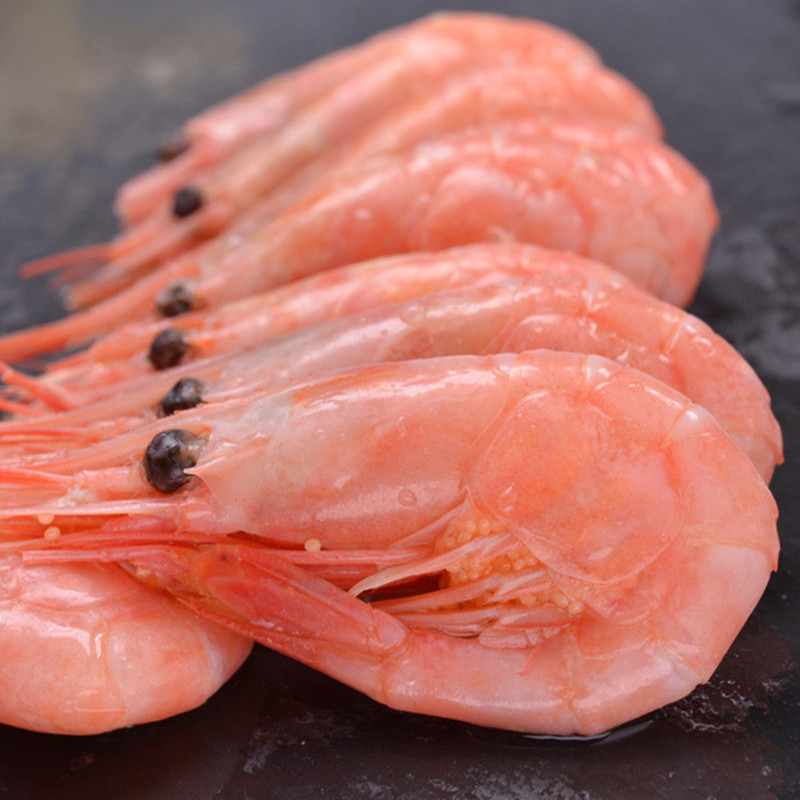 头腹籽北极甜虾净重3斤小规格无籽虾元宝虾无冰批发 熟冻长额冰虾