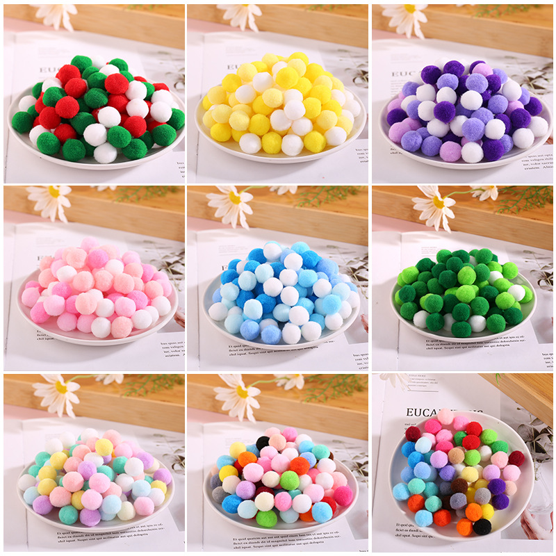 Christmas Colored Series Polyester High Elastic Hairy Ball Handmade DIY Pendant Accessories Macaron Color Small Hair Ball Wholesale