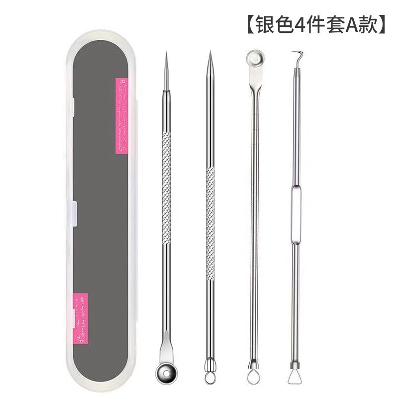 Pimple Pin 4-Piece Set Acne Needle Facial Beauty Makeup Double-Headed Pop Pimples Pick Blackhead Remover Beauty Tools Set