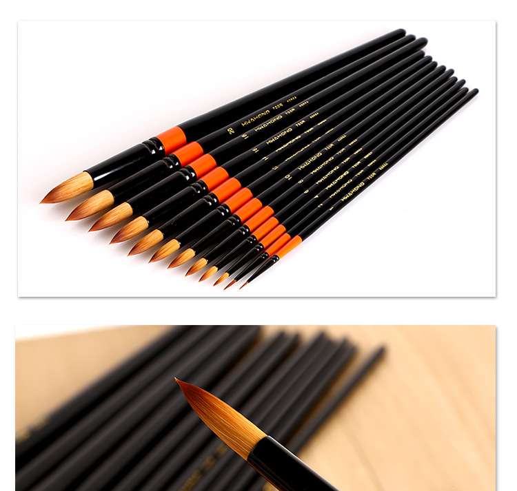 韩国hwahong华虹700水彩笔尼龙水彩画笔 710长杆圆头水彩笔