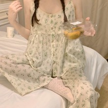 韩国ins女士夏季新品可爱碎花甜美可调节吊带家居服夏睡衣套装女