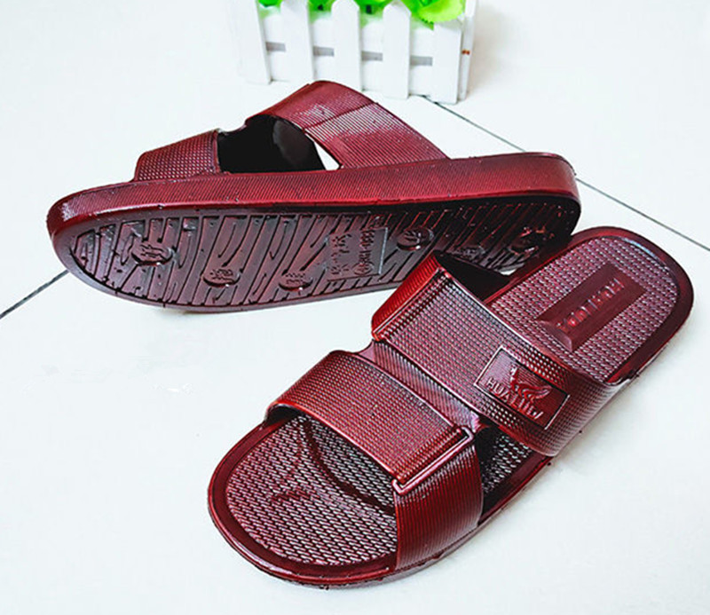 经典男红油拖柔软鞋底中年爸爸家居拖鞋厂家直批pvc男红油拖批发