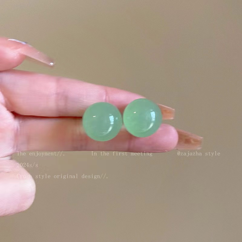 2024 New Jelly Color Ball Ear Studs Women's Summer All-Match Simple Earrings Elegant High-Grade Earrings