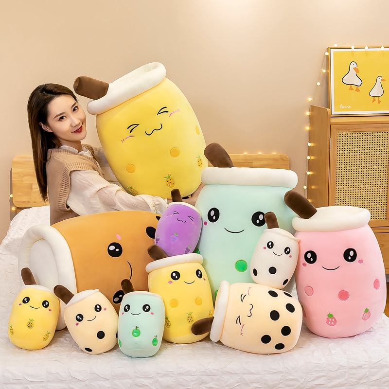 Cross-Border Foreign Trade New Fruit Bubble Milk Tea Cup Cute Pillow Doll Ragdoll Plush Toy Doll Wholesale