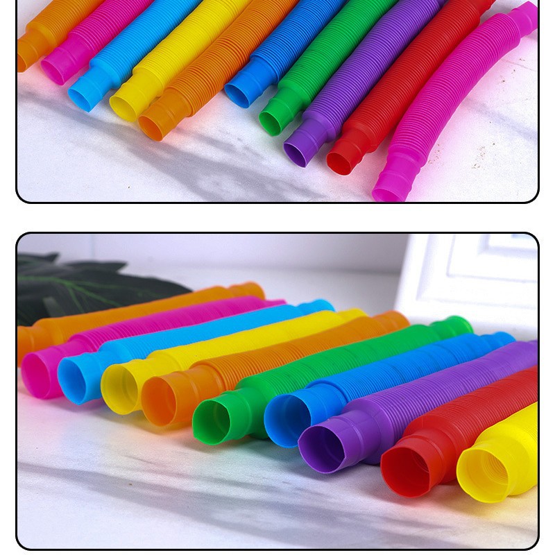 彩色解压伸缩管跨境PopTube儿童发泄玩具波纹管diy趣味益智拉伸管